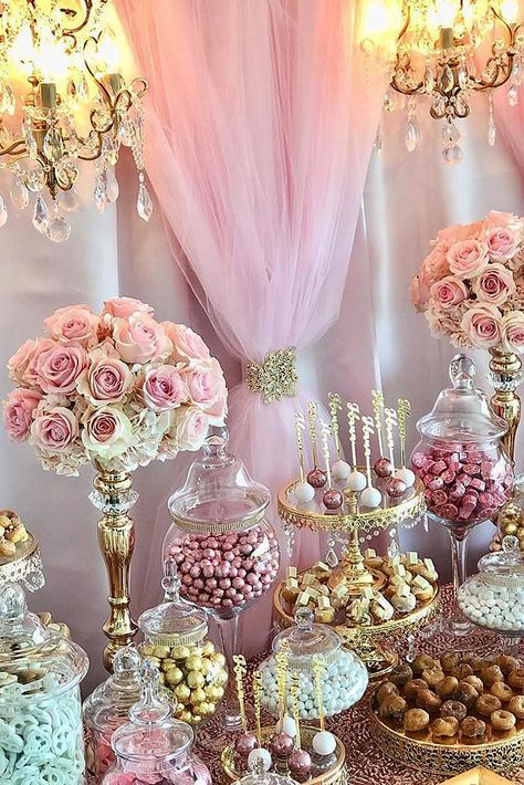 Candy Dessert Table, Summer Wedding Menu, Wedding Menu Ideas, Tips On Saving Money, Sweet 16 Party Decorations, Money Wedding, Quinceanera Pink, Pink Sweet 16, Sweet Sixteen Birthday Party Ideas