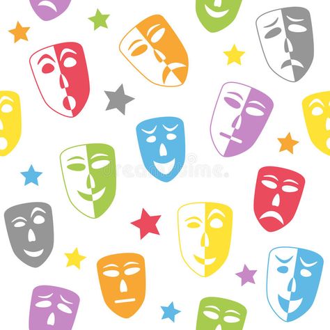 Theater Masks Seamless Pattern. An abstract seamless pattern with colourful thea #Sponsored , #AFFILIATE, #sponsored, #Seamless, #Theater, #colourful, #Pattern Theater Masks, Theatre Masks, Face Graphic, Design Patterns, Pattern Illustration, Pattern Drawing, Border Design, Design Element, Seamless Pattern