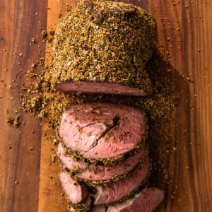 Sous Vide Rosemary-Mustard Seed Crusted Roast Beef and Yogurt Herb Sauce | America's Test Kitchen Cooking Chuck Roast, Sous Vide Chuck Roast, Jelly Gummies, Cooking Beef, Donut Toppings, Caramel Chocolate Bar, Cookie Toppings, Caramel Tart, Sous Vide Recipes