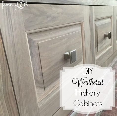 from Gardners 2 Bergers: DIY Weathered Hickory Cabinets Kitchen Cabinets Upgrade, Stained Cabinets, Hickory Cabinets, Cabinet Refinishing, Kitchen Painting, Cabinets Makeover, Refacing Kitchen Cabinets, Kitchens Cabinets, Cabinet Refacing