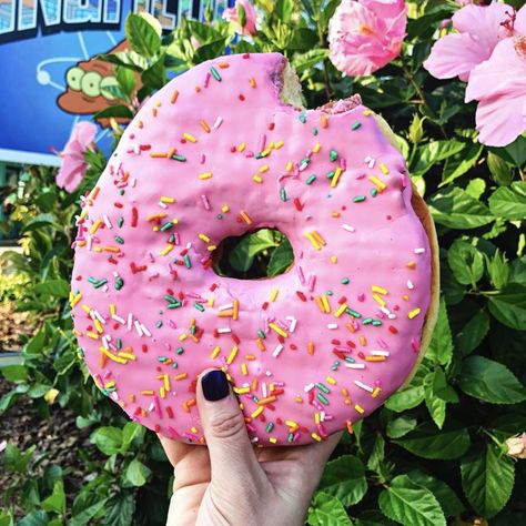 This Copycat Lard Lad's Big Pink Doughnut is a GIANT fried doughnut drenched in pink glaze and topped with rainbow sprinkles! It's delicious! Giant Donut Recipe, Pink Doughnut, Things Painting, Red Star Yeast, Donuts Recipes, Giant Donut, Doughnut Party, Pink Doughnuts, Yeast Donuts