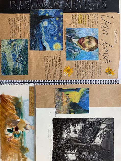 Vincent Van Gogh Journal, Van Gogh Gcse Art Page, Vincent Van Gogh Research Page, Van Gogh Study, Van Gogh Inspiration, Van Gogh Gcse Art, Van Gogh Journal Page, Van Gogh Artist Study, Van Gogh Research Page Gcse