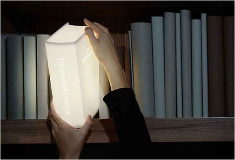 Oooh! I want this!   Book-Shaped Light | 24 Insanely Clever Gifts For Book Lovers Enlightenment Books, A Clockwork Orange, Book Lamp, Clever Gift, Book Lights, Book Nooks, I Love Books, Book Lovers Gifts, Love Book