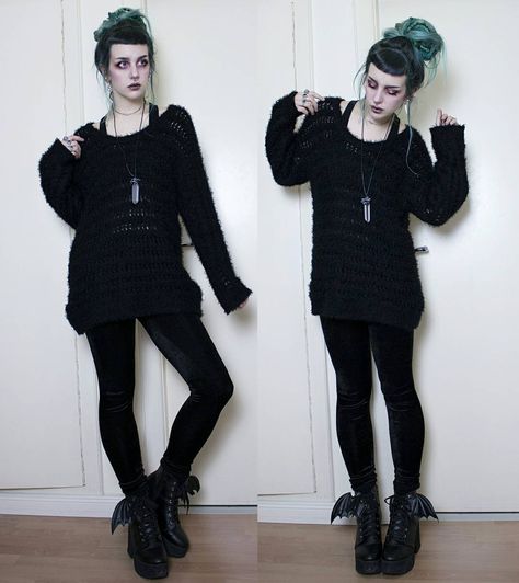 “Comfy Goth Outfit 🤓. I've worn this look for two days now cause this fluffy sweater that I thrifted…” Soft Goth Outfits Winter, Goth Inspired Outfits, Comfy Goth Outfits, Goth Outfits Winter, Winter Goth Outfits, Soft Goth Outfits, Comfy Goth, Goth Outfits Men, Groovy Outfits