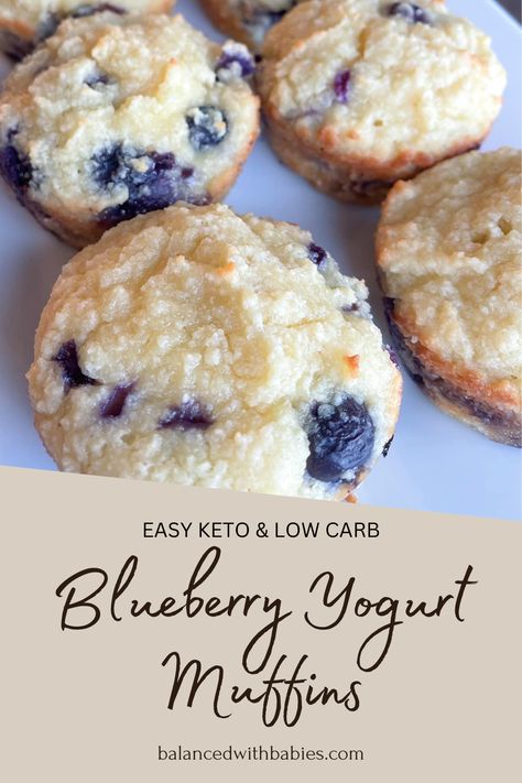 This keto friendly Blueberry Yogurt Muffin recipe is delicious and so easy to make! These healthy low carb muffins are light and fluffy, with 7g of protein and only 3 net carbs per serving. The key ingredient is the yogurt which makes them moist and gives them an added protein boost. Protein Muffins Low Carb, Yogurt Muffin, Low Carb Blueberry Muffins, Low Carb Blueberry, High Protein Muffins, Blueberry Yogurt Muffins, Low Carb Greek Yogurt, Blueberry Protein Muffins, Keto Muffin Recipe