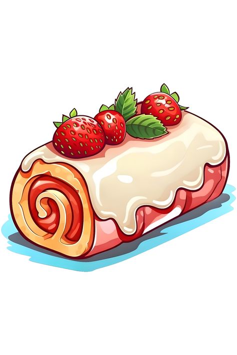 Painting Party Food Ideas, Drawing Food Ideas, Dessert Art Drawing, Cartoon Food Drawings, Cake Art Drawing, Snacks Drawing, Dessert Drawings, Sweets Drawing, Digital Art Inspiration