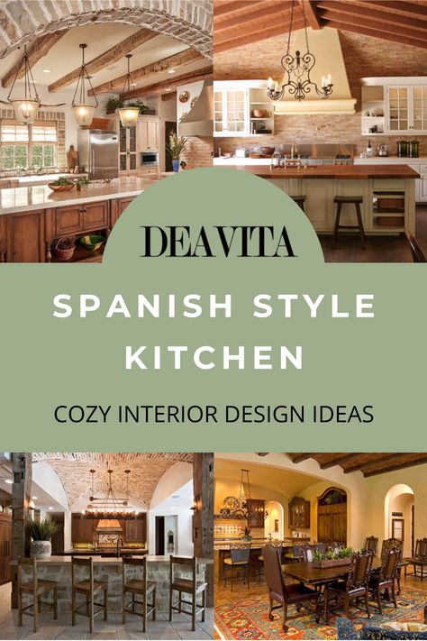 Spanish French Style Home, Spanish Inspired Kitchen Hacienda Style, Spanish Style Kitchen Island, Mediterrean Kitchen Style, Spanish Design Kitchen, Spanish Colonial Style Kitchen, Mediterranean Style Kitchen Ideas, Modern Spanish Style Kitchen Cabinets, Spanish Kitchen Cabinets