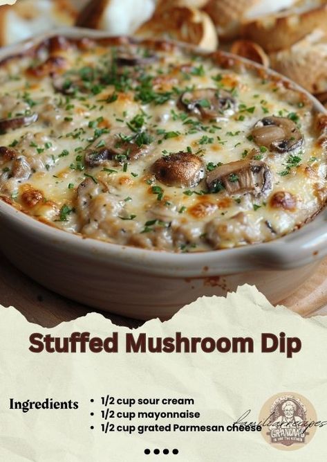 Stuffed Mushroom Dip, Mushroom Dip, Creamy Mushroom Pasta, Stuffed Mushroom, Dip Recipes Easy, Dessert Salads, Budget Friendly Recipes, Appetizer Dips, Mushroom Recipes