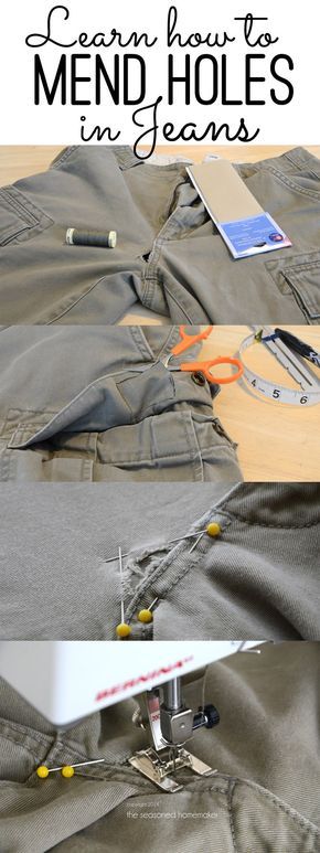 mending holes and reinforcing them to prevent future problems. Mend Holes, Repairing Clothes, Jean Repair, Holes In Jeans, Holy Jeans, Refashion Jeans, Mending Clothes, Sewing Jeans, Household Sewing