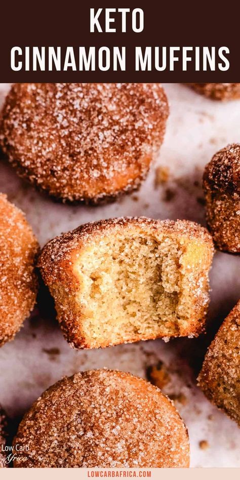 These soft, fluffy, keto cinnamon muffins are a great way to get the morning started. They're also the perfect grab and go breakfast that you can make ahead of time! #ketocinnamonmuffins #lowcarbketocinnamon #lowcarbmuffins | LowCarbAfrica.com Keto Coffee Cake Muffins, Cinnamon Coffee Muffins, Keto Mini Cinnamon Sugar Muffins, Keto Mini Muffins, Easy Keto Muffins Almond Flour, Keto Protein Muffins, Protein Cinnamon Muffins, Low Carb Muffins With Almond Flour, Keto Muffins Recipes