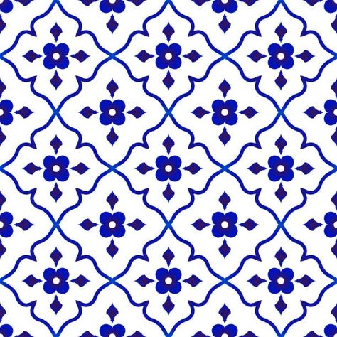 Laundry Room Floor Plans, Laundry Room Floor Tile, Blue Pottery Designs, Flower Tile Pattern, Morocco Pattern, Laundry Room Floor, Floor Tile Ideas, Floor Makeover, Flower Background Design