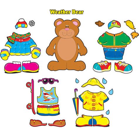 Printable+Weather+Bear+Clothes Teaching Weather, Bear Template, Bear Printable, Preschool Weather, Weather Chart, Preschool Circle Time, Weather Unit, Carson Dellosa, Bear Clothes