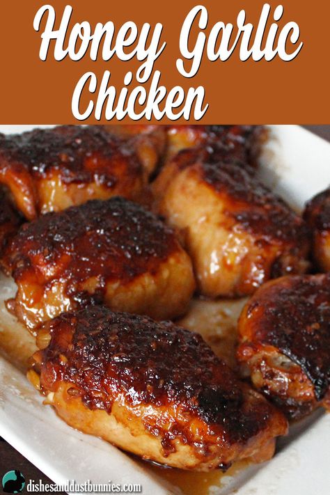 Honey Garlic Chicken Dust Bunnies, Garlic Chicken Recipes, Honey Garlic Chicken, Honey Recipes, Chicken Dishes Recipes, Honey Garlic, Idee Pasto Sano, Baked Chicken Recipes, Garlic Chicken