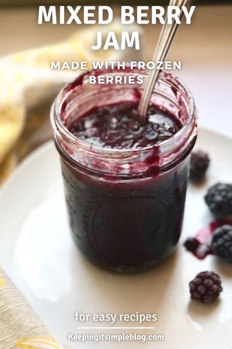 This easy and delicious mixed berry jam is so much better than store bought and ready in no time. Frozen Berry Jam Recipe, Mixed Berry Jam With Frozen Berries, Jam With Frozen Fruit, Berry Jam Recipe, Mixed Berry Jam, Drink Inspiration, Berry Jam, Frozen Fruits, How To Make Jam