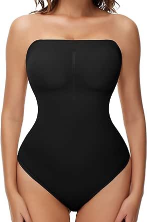 Zeecaro Strapless Shapewear Thong for Women Tummy Control Tube Top Bodysuits One Piece Leotard Strapless Shapewear, Strapless Bodysuit, Shapewear Bodysuit, Formal Dress, Tube Top, Leotards, Shapewear, Beauty And Personal Care, For Free