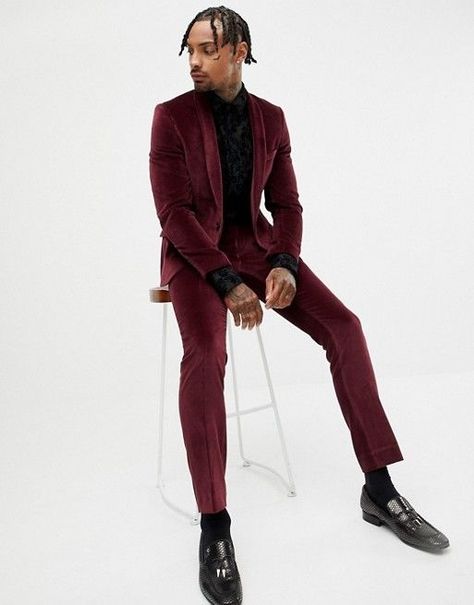 Men Suit Maroon 2 Piece velvet Formal Fashion Slim Fit Elegant Wedding Suits Party Wear Dinner Bespoke For Men maroon party suit maroon suit Red Velvet Suit Mens, Velvet Suits Men, Velvet Suits For Men, Maroon Velvet Suit, Velvet Suit Men, Red Suit Men, Burgundy Suit Men, Grad Suits, Suits For Guys