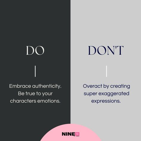 Don't be a drama queen (unless your role demands it) 😅 Explore our 'Do's and Don'ts' guide to acting realistically and leaving the over-the-top theatrics behind. We want you to break a leg, not the fourth wall! #acting #actor #actingtips How To Act Better, Act Tips And Tricks, Actor Tips, Acting Portfolio, Acting Dream, Theatre Tips, Acting Life, Acting Exercises, Acting Advice