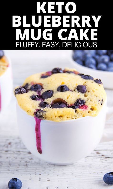 This keto blueberry mug cake is super fluffy, easy to make, loaded with juicy blueberries and lemon flavor. Ready in just 2 minutes, enjoy this easy microwave keto cake that’s the perfect fix for your dessert cravings. Keto Blueberry Mug Muffin, Keto Lemon Blueberry Cake, Keto Coffee Mug Cake, Keto Cup In A Mug, Keto Cottage Cheese Mug Cake, Keto Blueberry Dessert Recipes, Keto Mug Cake Recipes, Keto Microwave Mug Cake, Low Carb Mug Cake Microwave