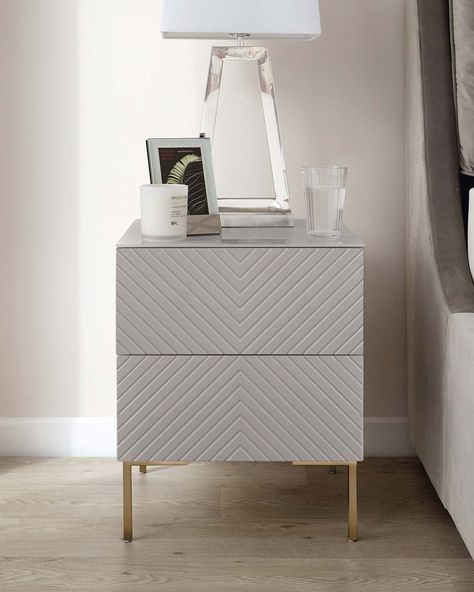 Noah Grey & Brass Bedside Table| Danetti Modern Bedside Table Design, Contemporary Bedside Table, Brass Bedside, Bed Side Table Design, Bedside Table Styling, Bedside Table Contemporary, Minimalist Side Table, Bedside Table Decor, Bedside Table Design