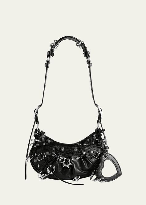 Spike Bag, Edgy Bags, Heart Mirror, Balenciaga Women, Balenciaga Sneakers, Balenciaga Logo, Hobo Shoulder Bag, Fancy Bags, Heart Bag