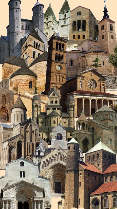 Romanesque Aesthetic, Romanesque Art, Romanesque Architecture, Art Periods, Medieval Architecture, Architecture Collage, Gothic Architecture, Art Aesthetic, Concept Architecture