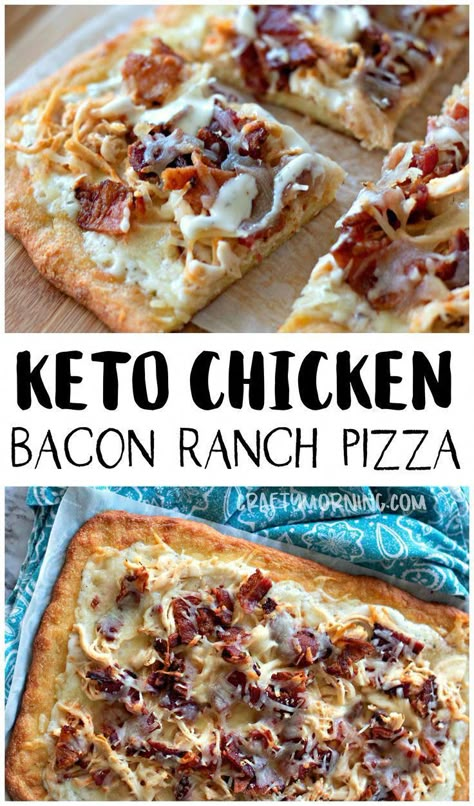 Keto Chicken Bacon Ranch, Keto Chicken Bacon, Bacon Ranch Pizza, Pizza Ranch, Ranch Pizza, Chicken Bacon Ranch Pizza, Low Carb Pizza Recipes, Easy Keto Dinner, Desayuno Keto