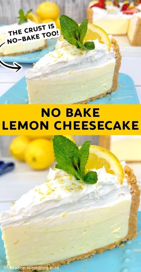 No Bake Lemon Dessert Recipes, No Bake Lemon Desserts, Lemon No Bake Cheesecake, Quick Cheesecake, Frozen Pudding, No Bake Lemon, Lemon Cheesecake Recipes, No Bake Lemon Cheesecake, Lemon Cheese