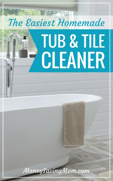 Tub And Tile Cleaner, Tub And Tile, Clean Hacks, Homemade Cleaning Recipes, Homemade Cleaners Recipes, Tile Cleaner, Cleaning Essentials, Healthier Alternatives, Healthy Children