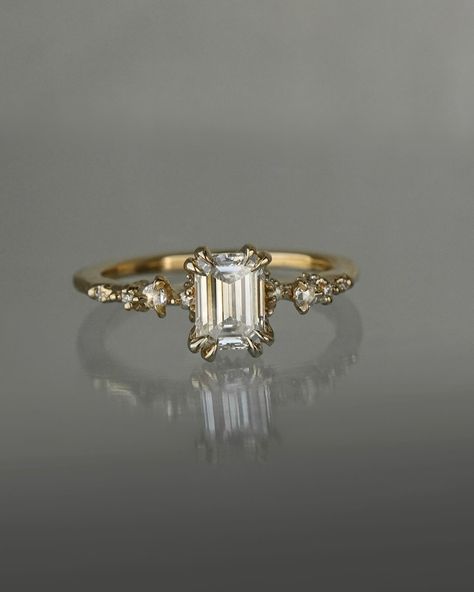 Laurie Fleming Engagement Ring, Engagement Rings Enchanted, Enchanted Ring, Laurie Fleming, Vintage Gold Engagement Rings, Emerald Cut Engagement Ring, Pretty Engagement Rings, Emerald Ring Engagement Diamond, Shiny Rings