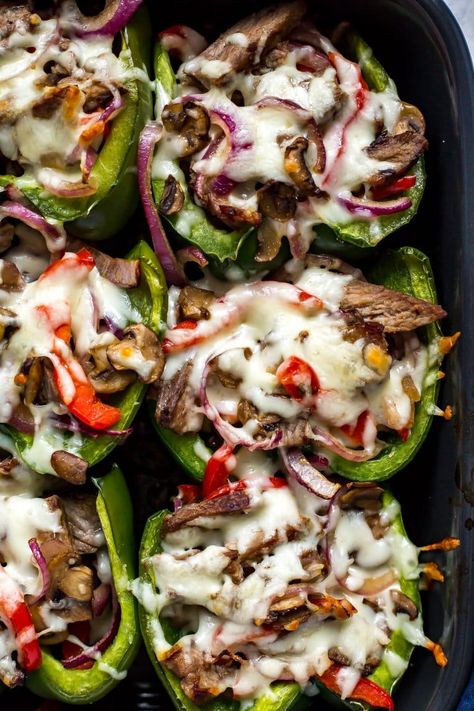 Philly Cheesesteak Stuffed Peppers | The Girl on Bloor Philly Cheese Steak Stuffed Peppers, Best Stuffed Pepper Recipe, Philly Cheesesteak Stuffed Peppers, Easy Stuffed Pepper Recipe, Cheesesteak Stuffed Peppers, Easy Stuffed Peppers, Philly Cheesesteak, Philly Cheese Steak, Peppers Recipes