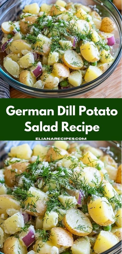 Searching for potatoes salad recipes that are different? This German Dill Potato Salad recipe is a great choice. It’s a refreshing take on potato recipes, combining the crispness of dill with a classic salad. Potatoes Salad Recipes, Dill Potato Salad Recipe, New Potato Salad, Traditional Potato Salad, Salad With Fresh Herbs, Dill Potato Salad, Quick Salad Recipes, Dill Potato, Potatoes Salad