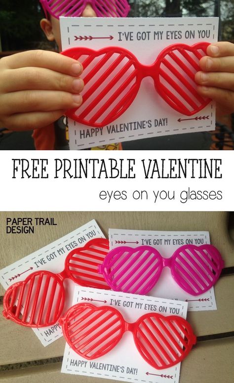 Free Printable DIY Glasses Valentine from PaperTrailDesign.com. Great idea for valentines to give out in your kids classroom valentine exchange. No Candy! Glasses Valentine, Valentines Bricolage, Diy Glasses, Valentine Gifts For Kids, Preschool Valentines, Valentine's Day Printables, Heart Glasses, Printable Valentine, Valentines Printables Free