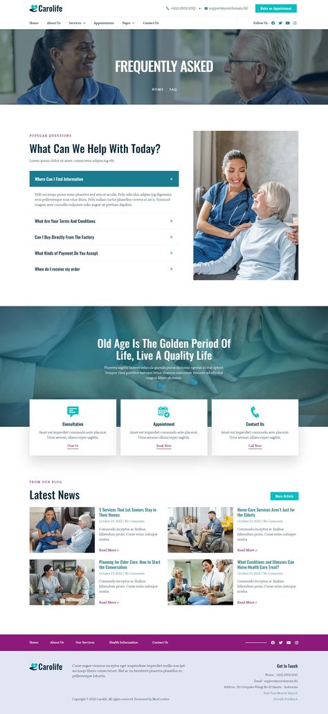 Eldercare Aging Parents, Elderly Home Care, List Website, Service Website, Elderly Home, Senior Care, Elderly Care, Custom Icons, Website Layout