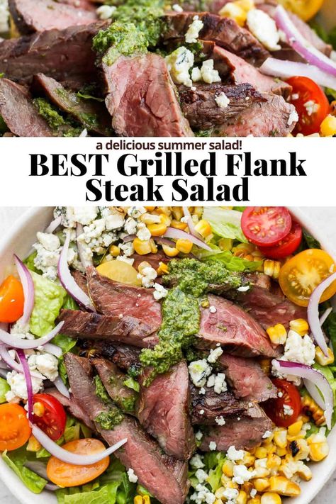 Flank Steak Arugula Salad, Flank Steak Salad Pioneer Woman, Steak Salad With Chimichurri Dressing, Steak Salad Chimichurri, Steak Chimichurri Salad, Steak For Salad Recipe, Chimichurri Steak Salad, Grilled Flank Steak Salad, Steak Salad Marinade