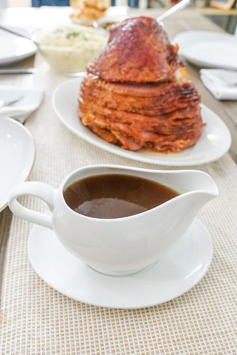 Sauces For Ham Slices, Sauce For Thanksgiving Ham, Gravy For Ham, Gravy From Ham Drippings, Ham And Red Eye Gravy, Ham Gravy From Drippings, Ham Gravy Without Drippings, Sourdough Stuffing Recipe, Ham Gravy