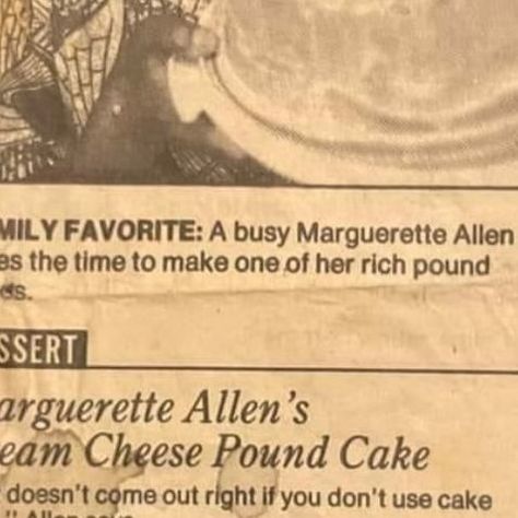 Lakhia on Instagram: "I normally stick to only doing voiceovers because my faces are a hot mess whenever I’m in the kitchen but I decided to switch it up today lol. Ms. Marguerette did her biggest one with this recipe! I normally am not a fan of almond extract but it’s so subtle in this recipe. Marguerette Allen’s Cream Cheese Pound Cake 🍰 “It doesn’t come out right if you don’t use cake flour,” Allen says. * 1 8-ounce package cream cheese * 12 ounces (3 sticks) butter or margarine (softened) * 3 cups sugar * 6 large eggs * 1 teaspoon vanilla * 1 teaspoon almond extract * 1 teaspoon butter flavoring * 3 cups Swan’s Down brand cake flour * Set oven for 325 degrees, then grease and flour a bundt pan or a tube pan. * Cream the butter and cheese together until fluffy. * Blend in sugar. A Marguerite Allen’s Cream Cheese Pound Cake, Marguerite Allen Pound Cake, Brand Cake, Cream Cheese Pound Cake Recipe, Tube Pan, Box Cake Recipes, Cheese Pound Cake, Holiday Sweets, Cream Cheese Pound Cake