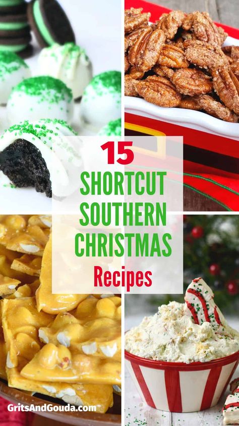 My top 15 Southern Christmas recipes with shortcuts right here in one roundup! From side dishes to desserts to food gifts, these are my favorite holiday recipes you can make for your family. Southern Christmas Appetizers, Southern Living Christmas Recipes, Classic Christmas Food, Southern Christmas Desserts, Southern Party Food, Southern Christmas Dinner, Southern Christmas Recipes, Microwave Peanut Brittle, Recipes For The Holidays