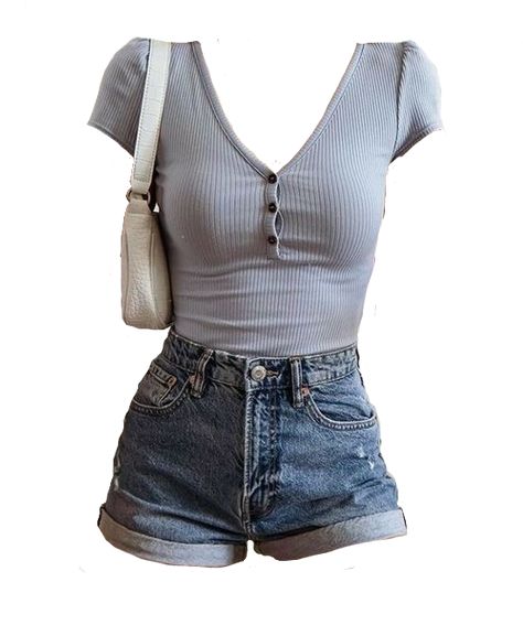 Outfit Ideas With Short Jeans, Short Jeans Outfit Woman, Obx Outer Banks Outfits School, Png Summer Clothes, Cuqoutte Aesthetic Outfits, Cottage Core Aesthetic Outfit Summer, Summer Shorts Outfits Aesthetic, Short Jeans Png, Jean Short Outfits Summer Casual