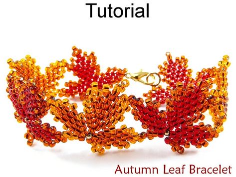 5 Lovely Beaded Maple Leaf Jewelry Tutorials - The Beading Gem's Journal Seed Bead Patterns Free, Seed Bead Tutorials, Beaded Leaf, Seed Bead Patterns, Bead Weaving Patterns, Leaf Bracelet, Seed Bead Tutorial, Beading Tutorial, Beaded Bracelet Patterns