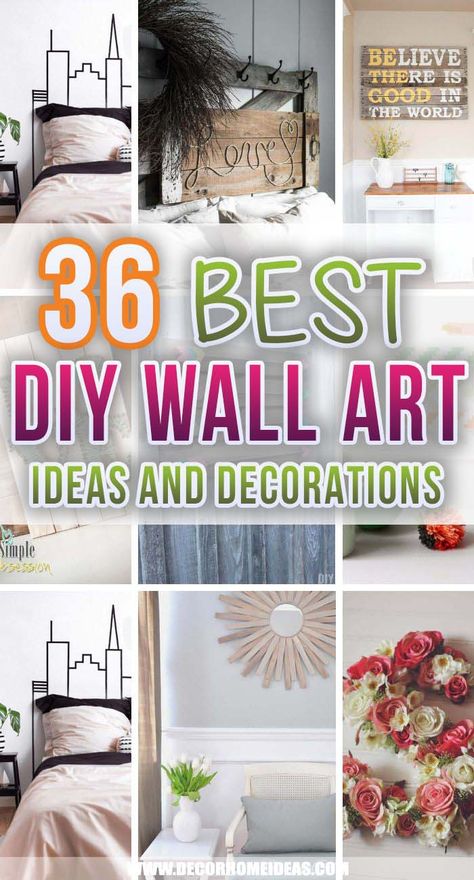 Best DIY Wall Art Ideas. DIY wall art ideas for every room in your home. Add personalization and style with these easy DIY projects and tutorials. #decorhomeideas Make Wall Art Ideas, Easy Big Wall Art, Large Wall Art Ideas Diy, Large Wall Art Ideas Entryway, Easy To Make Wall Art, Diy Wall Decor For Office, Cheap Diy Wall Decor Living Room, Diy Living Room Canvas Art, Diy Paint Room