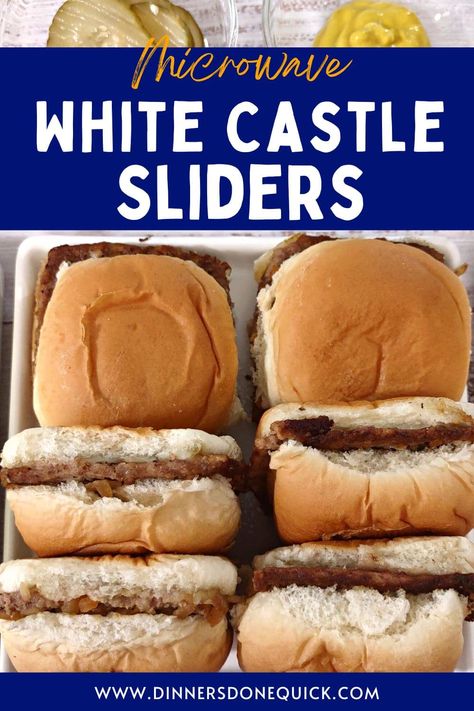 Enjoy fast food at home by cooking White Castle burger sliders in the microwave. This method ensures you have soft, fluffy burger buns! #dinnersdonequick #whitecastle #whitecastleburgers #frozenwhitecastleburgers #howtocookwhitecastleburgers #howtosteamwhitecastleburgers #whitecastlesliders #whitecastleslidersfrozen #microwavewhitecastlefrozensliders #whitecastleburgersinmicrowave #frozenwhitecastleinmicrowave Whitecastle Burgers, Fast Food At Home, Oven Burgers, White Castle Burgers, White Castle Sliders, Microwave Dinners, Sandwhich Recipes, Burger Sliders, Crowd Pleasing Appetizers