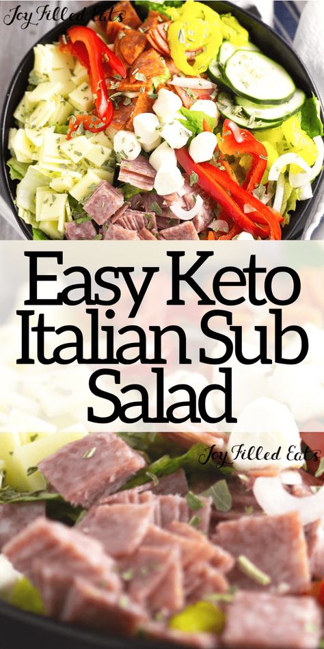 Italian Sub Salad, Sub Salad, Keto Italian, Italian Sub, Antipasto Salad, Joy Filled Eats, Boiled Egg Diet Plan, Vinegar Dressing, Low Carb Salad