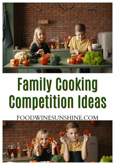 Family Cooking Competition Ideas | Does your family love to cook? Would you like to get everyone involved in the kitchen more? Use these Family Cooking Competition Ideas to get the family more involved in the kitchen. This is the perfect family fun thing to do when bored at home during the quarantine. Read more parenting tips, healthy recipes and fitness tips on foodwinesunshine.com | Food Wine Sunshine #healthy #healthyliving #healthylifestyle #parenting #lifestyleblogger #foodblogger Cooking Competition Ideas, Food Competition, Competitions For Kids, Cooking Competition, Cooking Challenge, Frugal Family, Cook Off, Family Cooking, Cooking Show