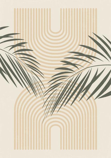 illustration minimaliste avec affiche de feuilles de palmier et d'arches. décoration murale de style moderne. affiche artistique contemporaine à imprimer Minimalist Illustration, Palm Leaves, Vector Photo, Style Moderne, Premium Vector, Graphic Resources, Line Art, Vector Images, Arch