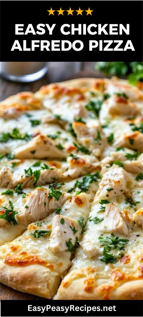 Looking for a delicious twist on pizza night? This Easy Homemade Chicken Alfredo Pizza will be a family favorite! Made with creamy Alfredo sauce, juicy chicken, and melted cheese, it creates a flavor explosion that’s hard to resist. Perfect for busy weeknights or cozy weekend dinners, anyone can throw this together in no time! Plus, it’s a fantastic way to use leftover chicken. Make it your own with your favorite vegetables or spices for an extra kick! Treat your taste buds to this guilty pleasure today. Easy Homemade Chicken Alfredo, Italian Chicken Alfredo, Cheesy Italian Chicken, Chicken Alfredo Pizza Recipe, Easy Italian Chicken, Homemade Chicken Alfredo, Use Leftover Chicken, Chicken Bacon Alfredo, Chicken Alfredo Pizza