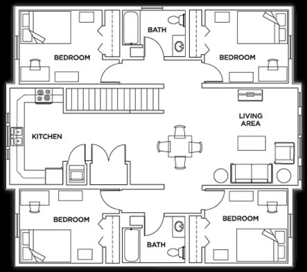 Student Housing Floor Plans - Park Point Rochester Modern Student Housing, Student Hostel Design Floor Plans, Student Accommodation Floor Plans, Student Housing Floor Plan, Student Dormitory Floor Plan, Student Housing Plan, Apartment Hacks Organizing, Small House Blueprints, Student Apartment