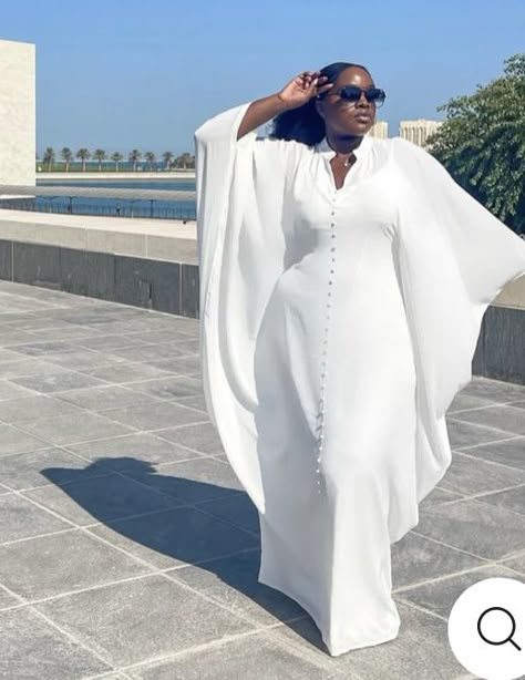 White Bubu Gown Styles Silk, All White Party Outfits For Women, White Bubu Gown, White African Dress, White Boubou, White Abaya, Boubou Styles For Women, Bubu Gown Styles, White Kaftan