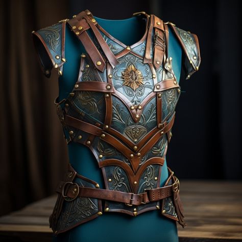 Elven Armor Concept Art, Leather Armor Art, Leather Corset Pattern, Leather Armor Dnd, Leather Armor Fantasy, Leather Armor Pattern, Studded Leather Armor, Mail Armor, Leather Armour