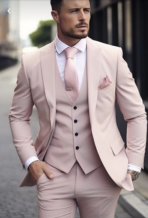 Colored Tuxedo Wedding, Blezars For Men Wedding, Wedding Tuxedo For Groom, Pink Prom Suit, Streetwear Photography, Suit For Men Wedding, Best Suits For Men, Groom And Groomsmen Suits, Smart Casual Menswear