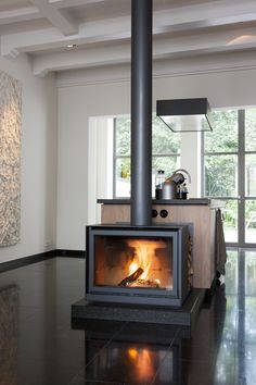 Free Standing Wood Burning Stove, Free Standing Wood Stove, Modern Log Burners, Modern Wood Burning Stoves, Cottage Fireplace, Open Kitchen And Living Room, Wood Stove Fireplace, Harbor House, Freestanding Fireplace